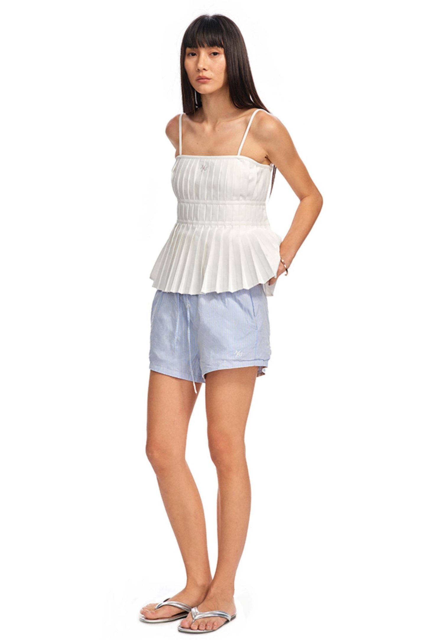 Pleated One-Shoulder Camisole