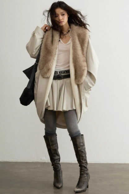 Retro-Jacken-Set mit Fellkragen im Used-Look