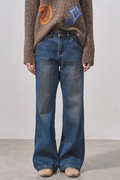 Fleece-Lined Straight-Leg Jeans