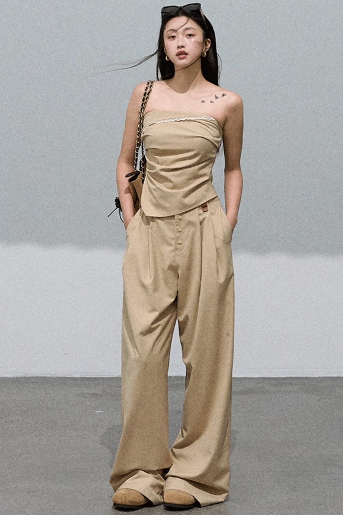 Sleeveless Waist-Cinched Casual Set-Up