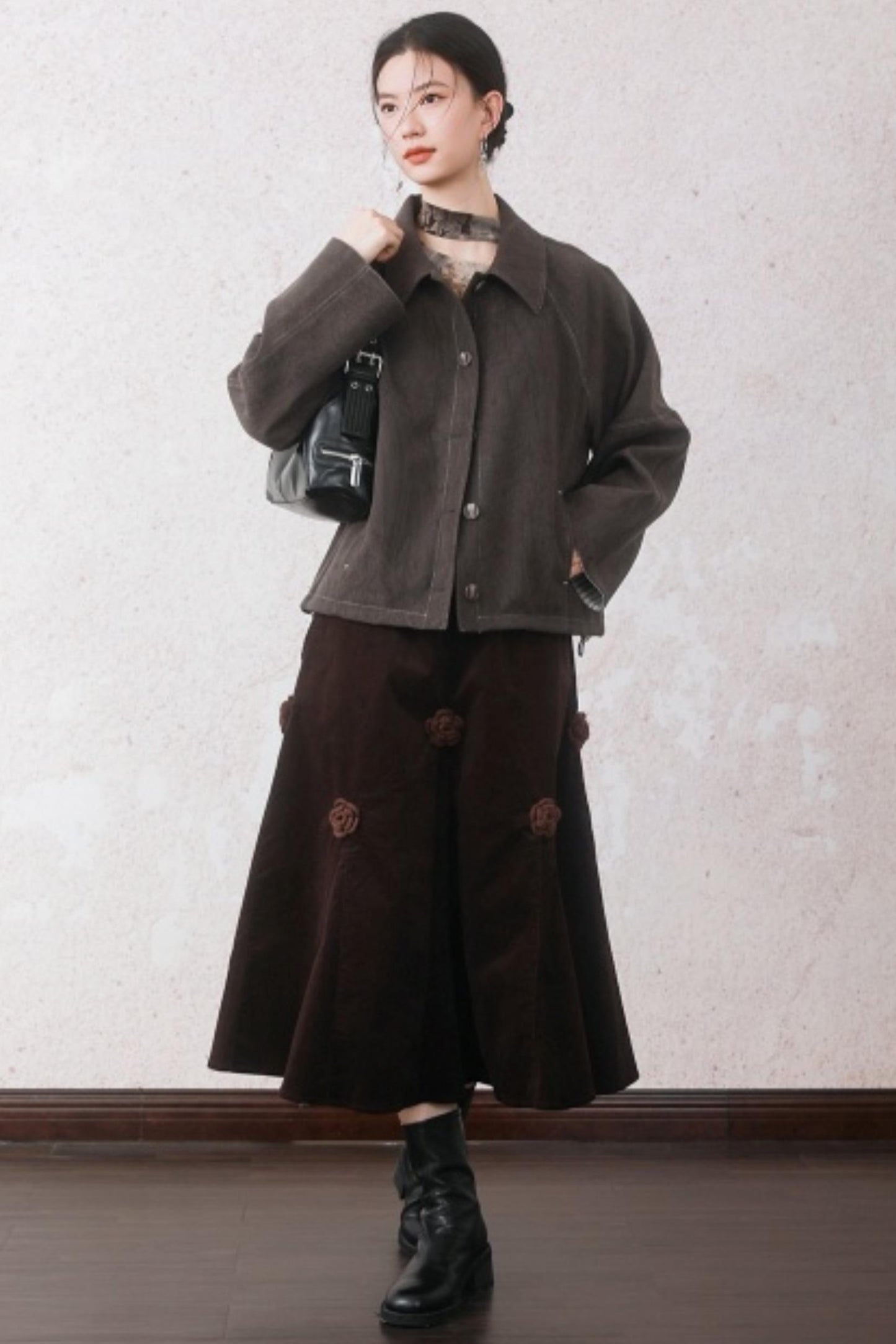 Patchwork Velvet-Feel Jacket