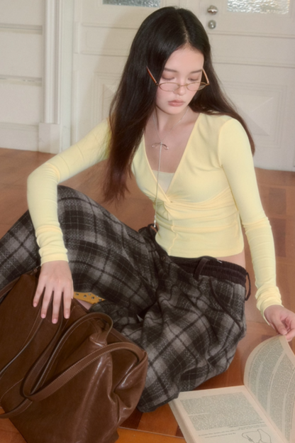 Retro Loose Straight Plaid Trousers