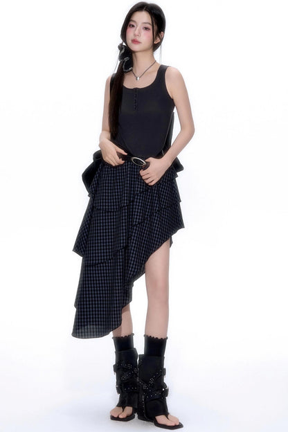 Summer Patchwork Asymmetrical Hem Dress