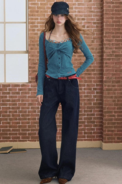 Winter Simple Straight Fleece Jeans