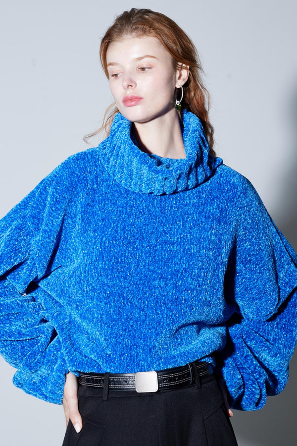 Colorful Chenille High-Neck Top