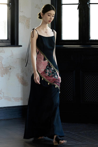 Slim Fit Vintage Black Sundress