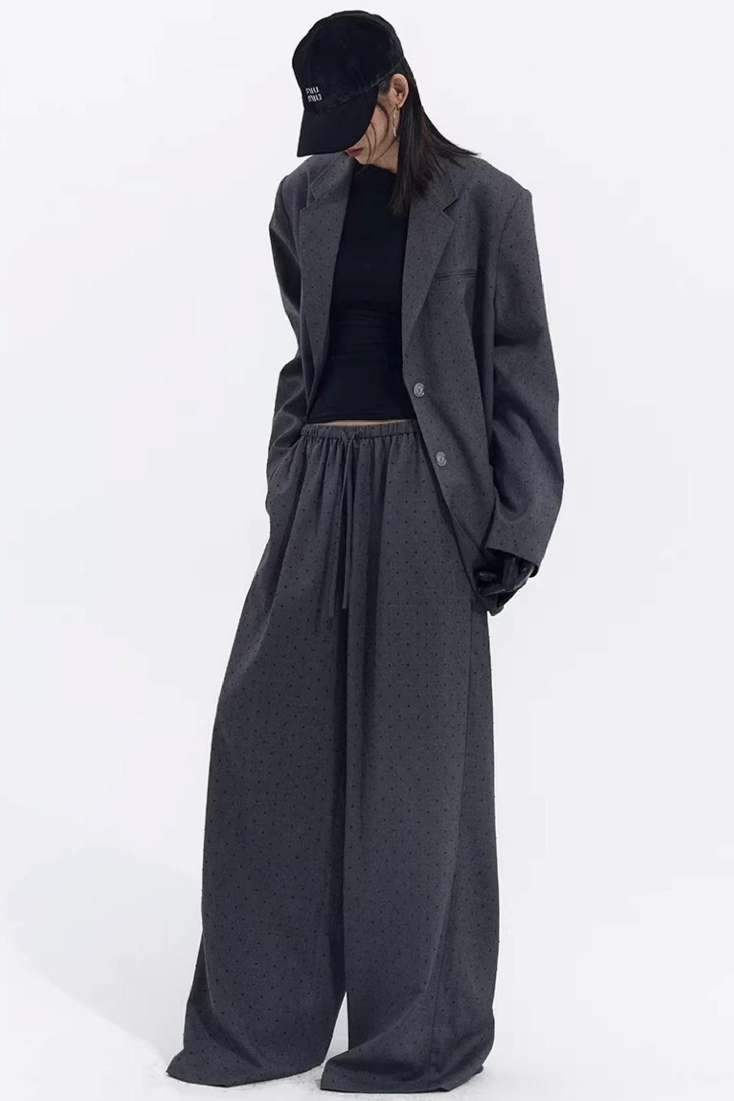 Retro Gray-Red Polka Dot Trousers