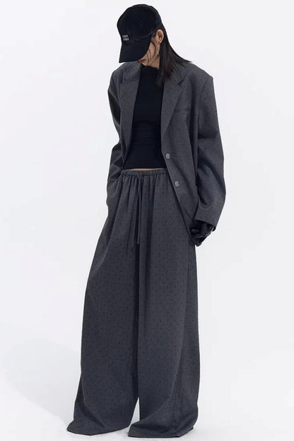 Retro Gray-Red Polka Dot Trousers