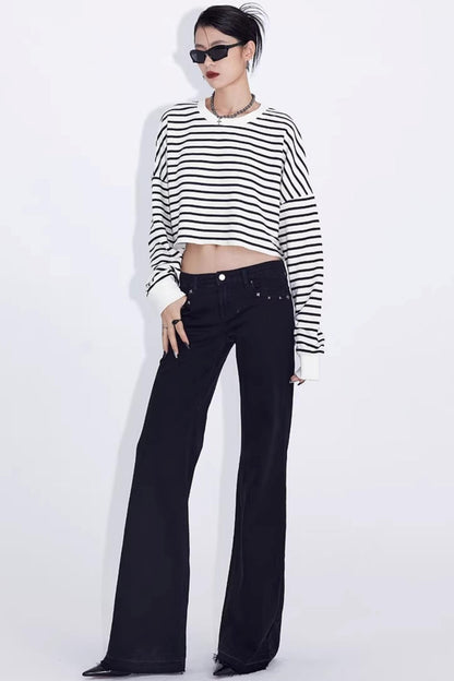 Black Rivet Flared Jeans