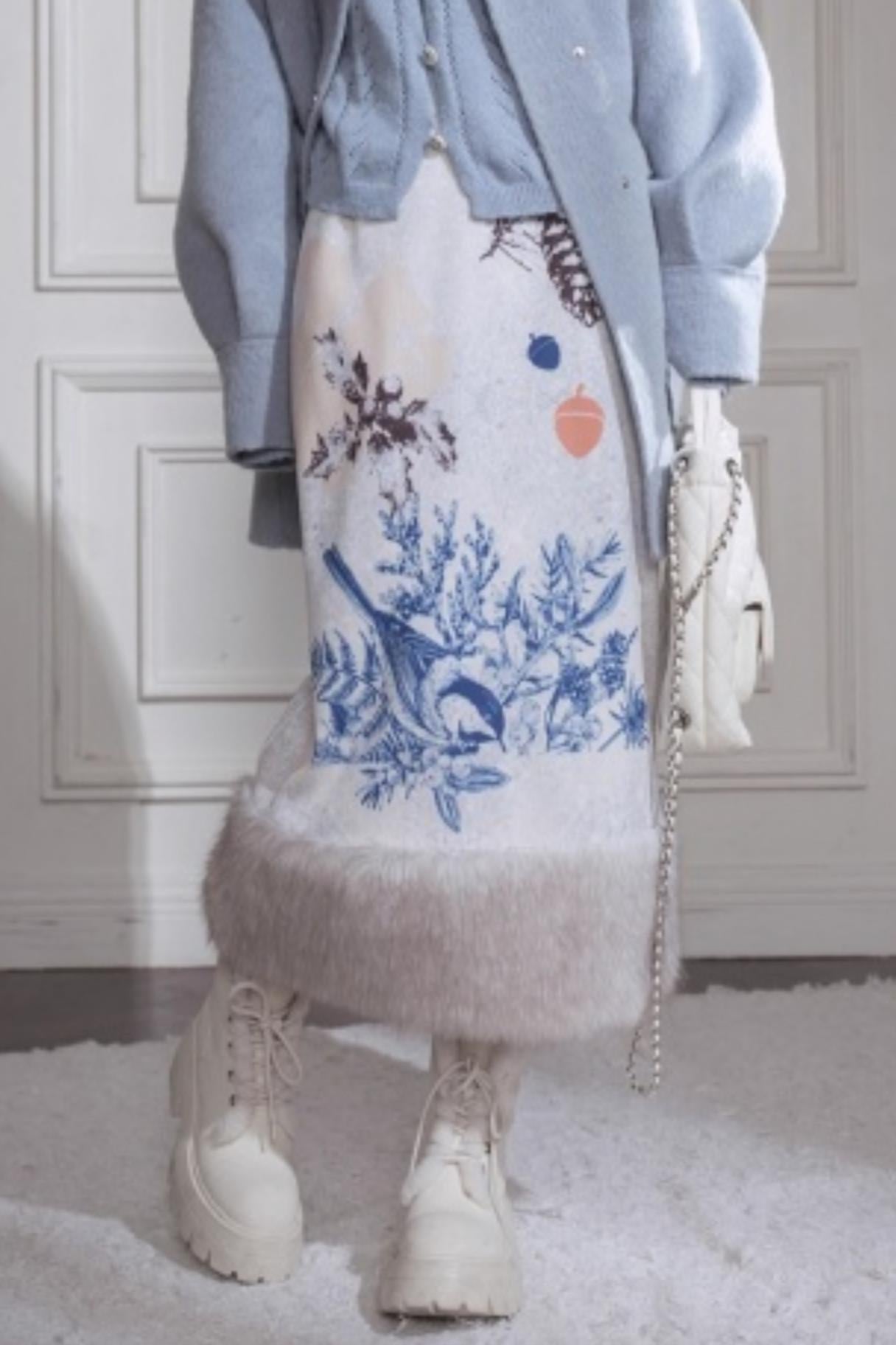 Winter Night Snow Plush Skirt