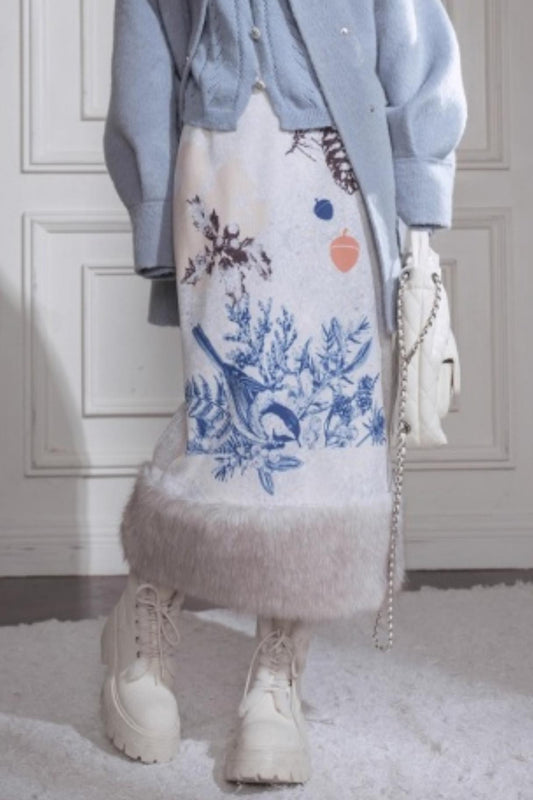 Winter Night Snow Plush Skirt