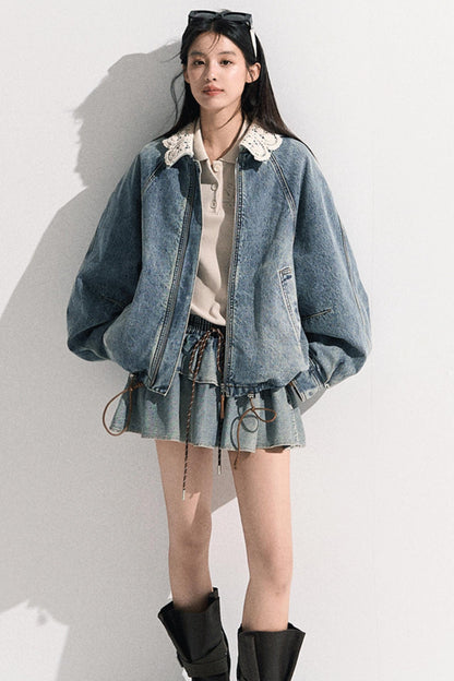 Vintage Crochet Denim Jacket Set-Up