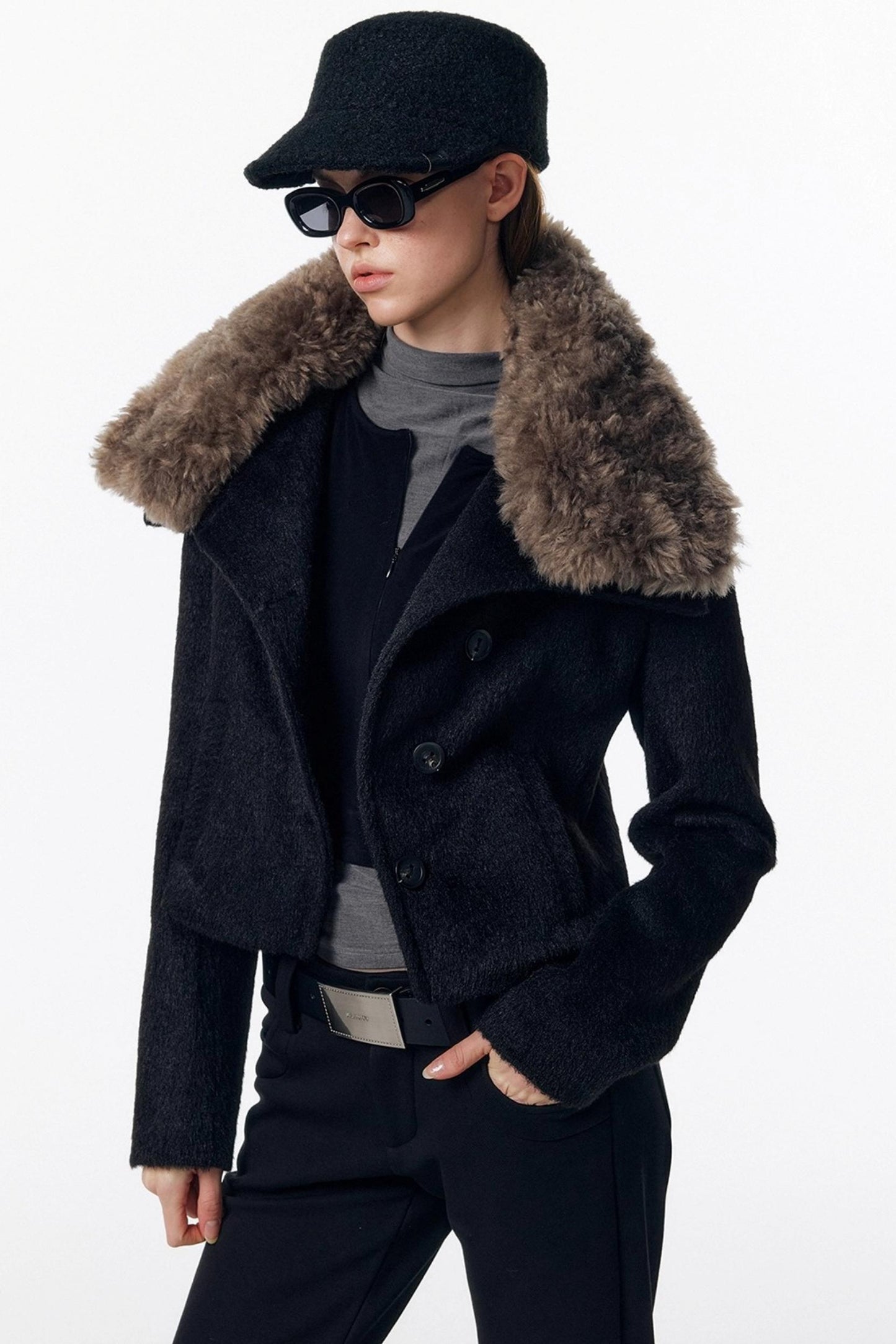 Detachable Fur Wool Coat