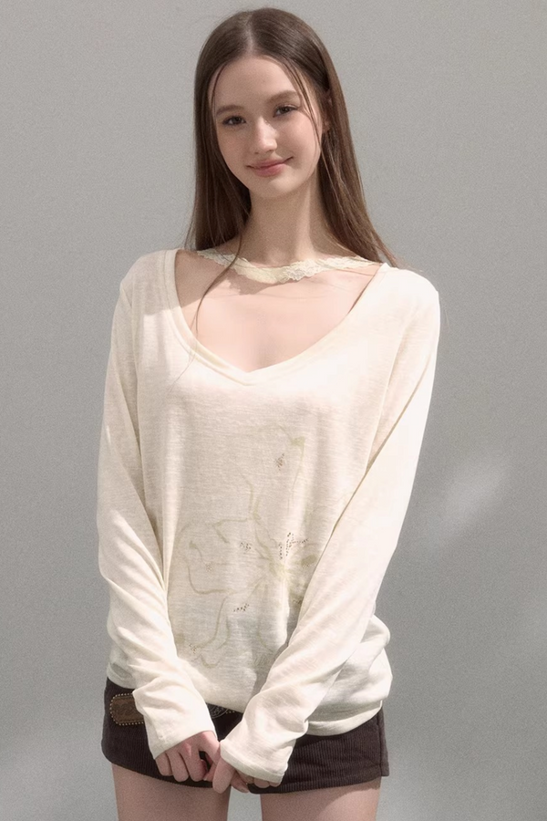 V-Neck Printed Blouse