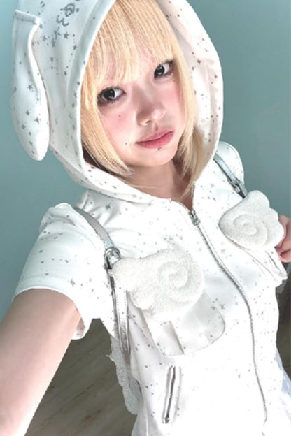 Silver Angel Wing Hoodie Top