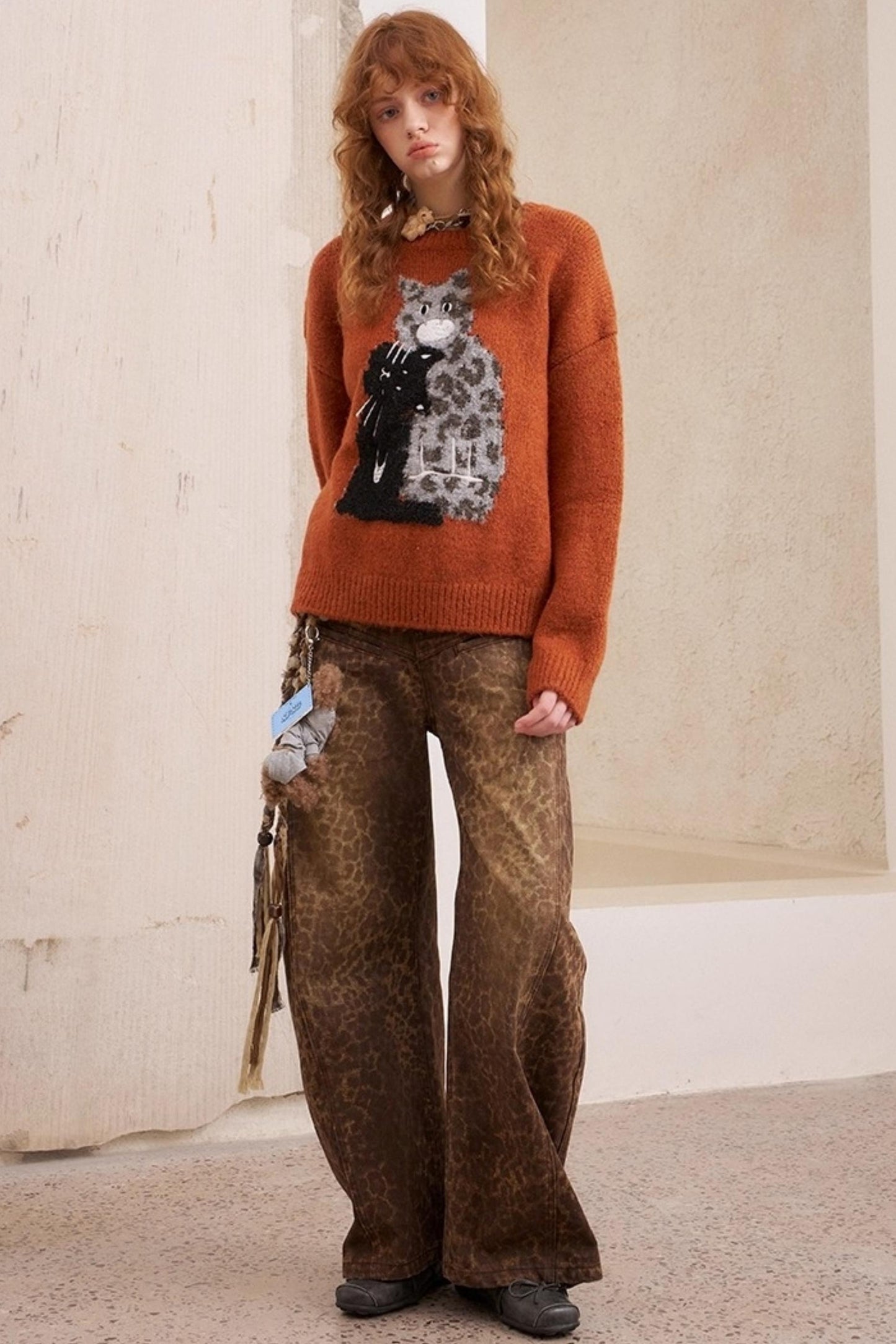 Embroidered Crew Neck Sweater