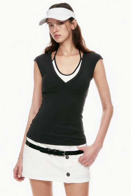 Viscose V-Neck Sleeveless Top
