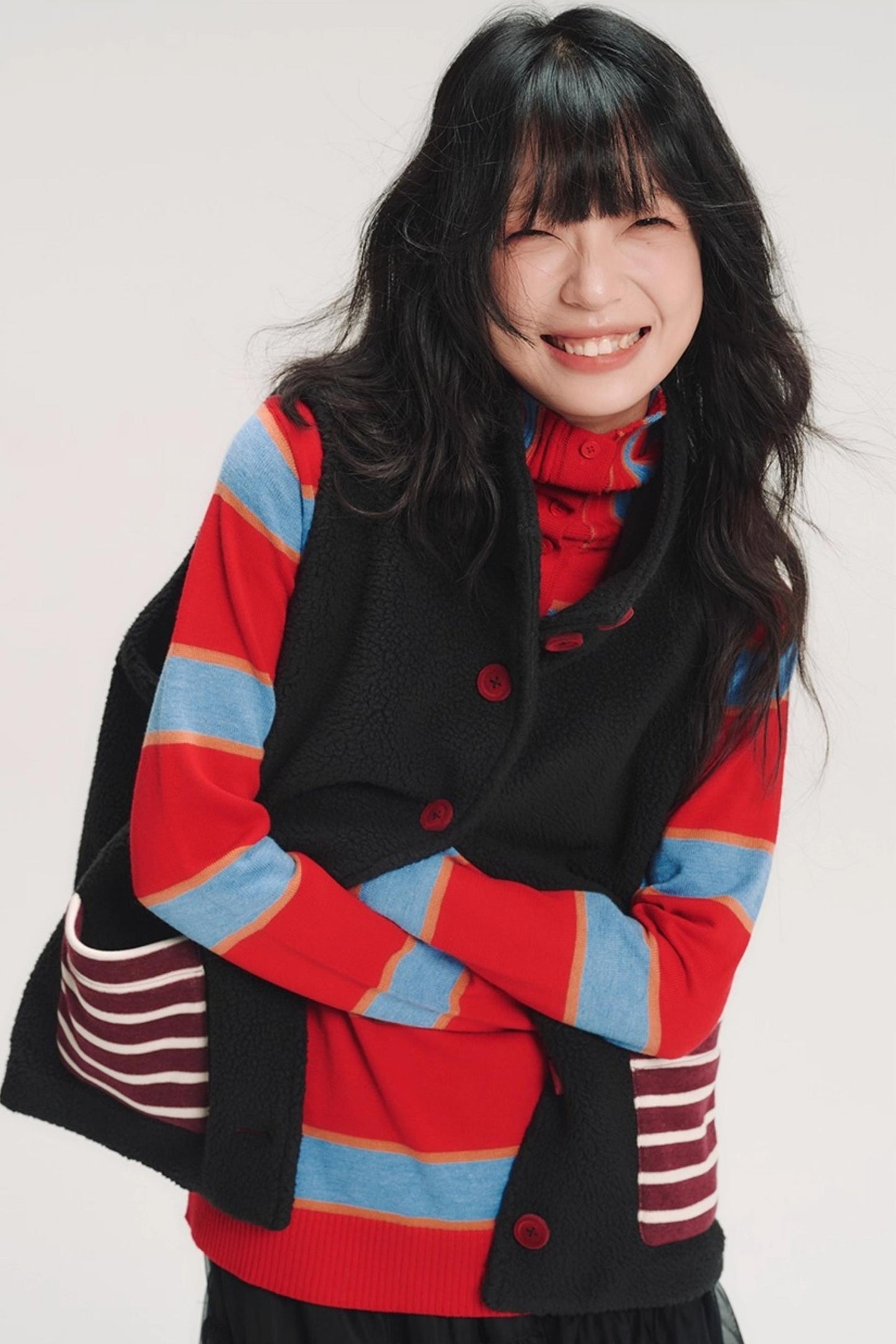 Hand-Painted Cherry Applique Vest Jacket