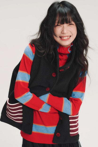 Hand-Painted Cherry Applique Vest Jacket