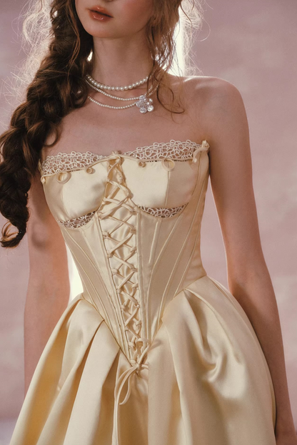 Satin-Spitzen-Korsettkleid