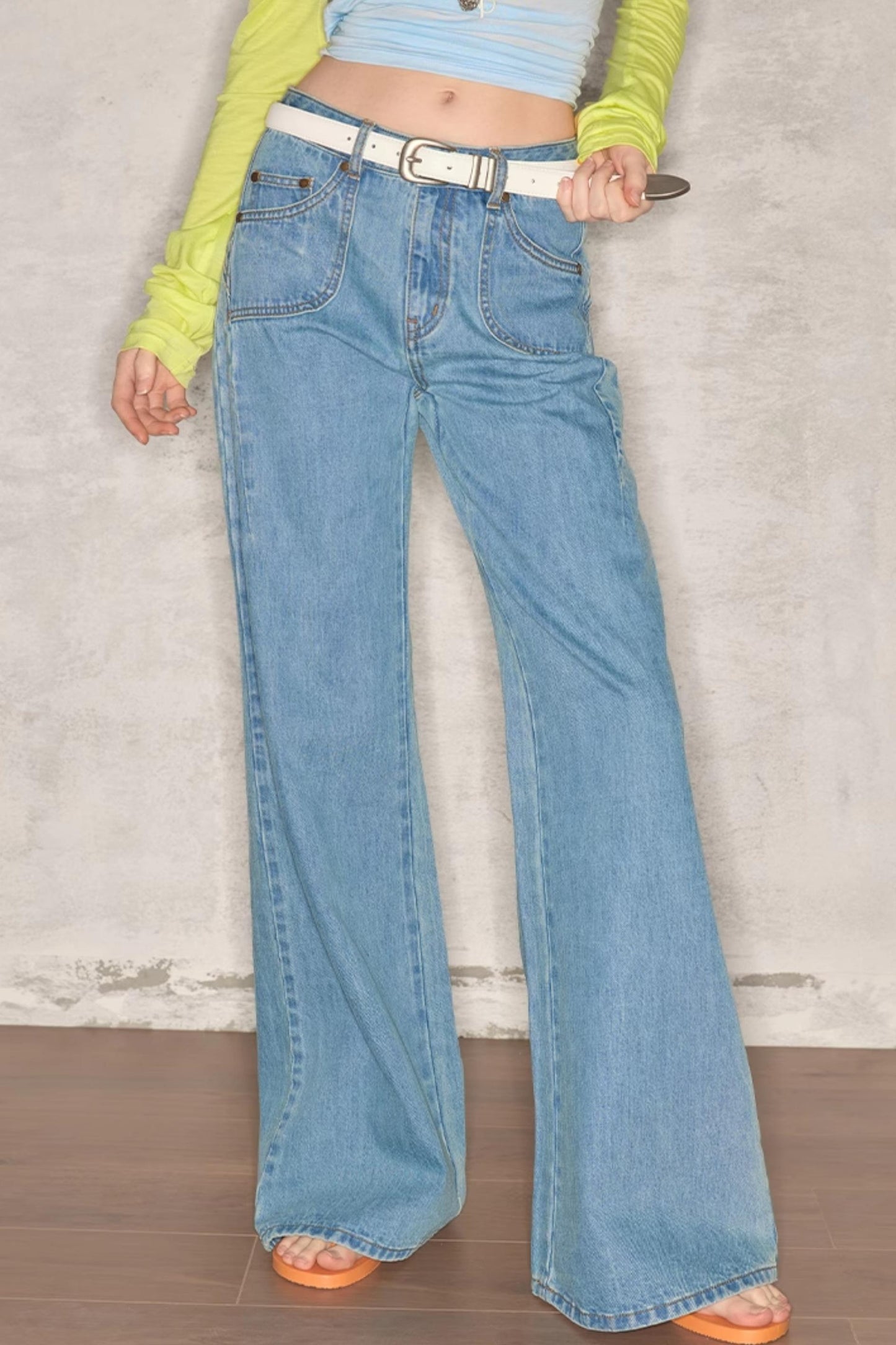 Wide-Leg Denim Pants