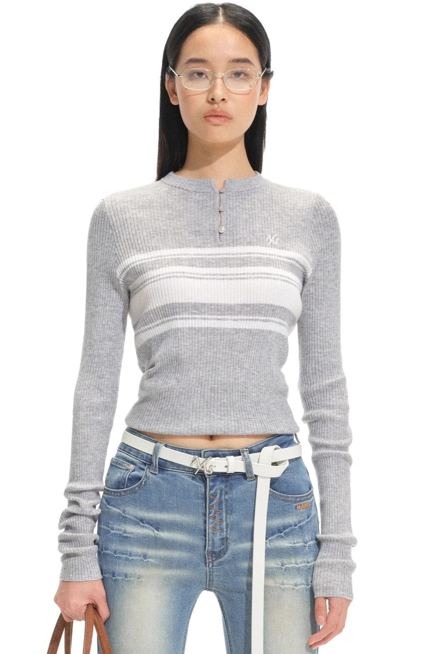 Stripe Wool Knit Cardigan