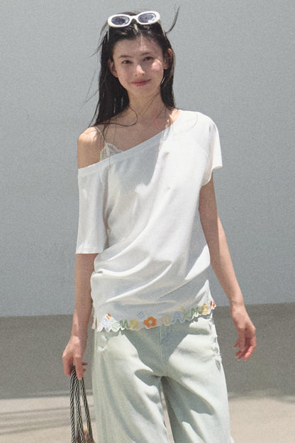 Pine and Cypress Embroidered Loose T-Shirt