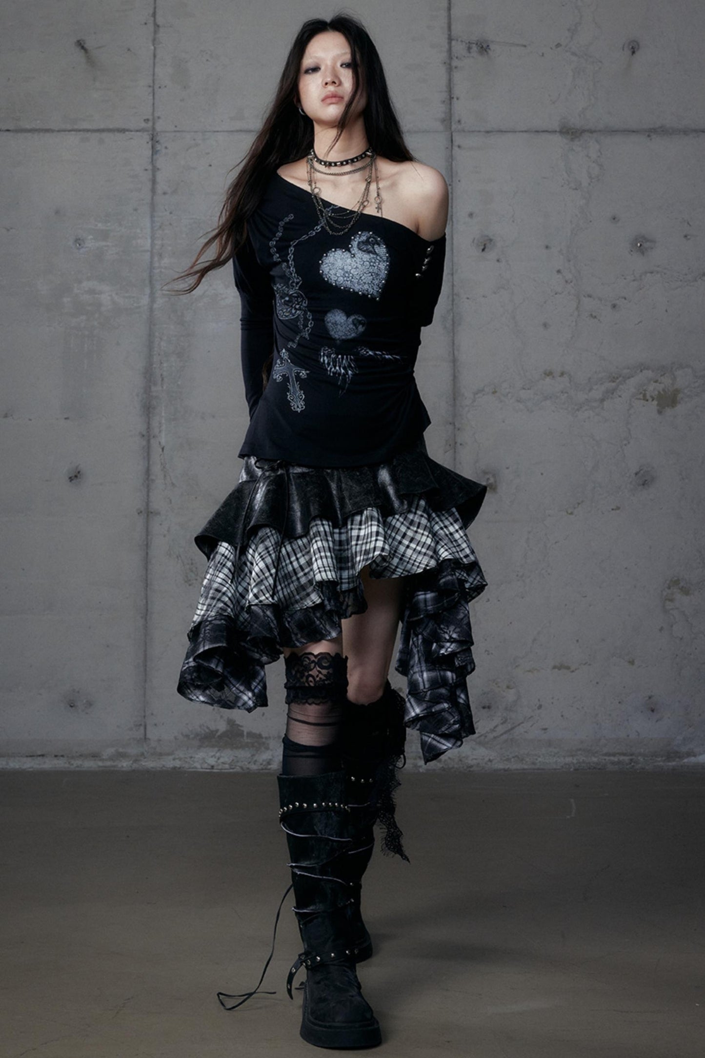 Puff Sleeve Punk Print Shirt