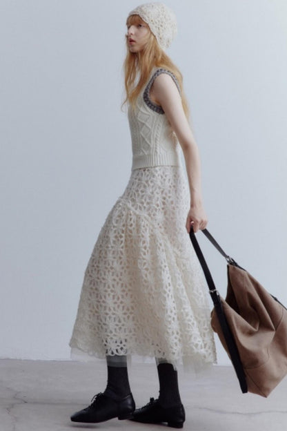 Lamb Cotton Crochet Woolen Vest