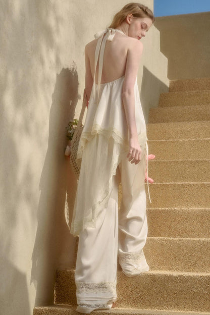 Satin Pearl Lace Suit Set-Up