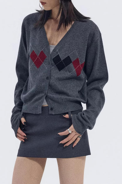 Strickjacke mit Herzmuster aus Wollmischung