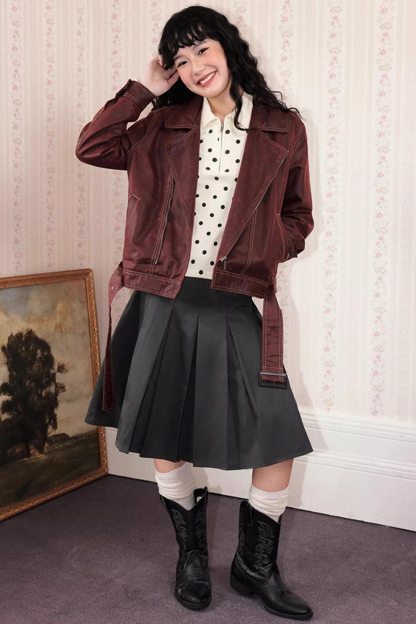 Slim Polka Dot Knit Sweater