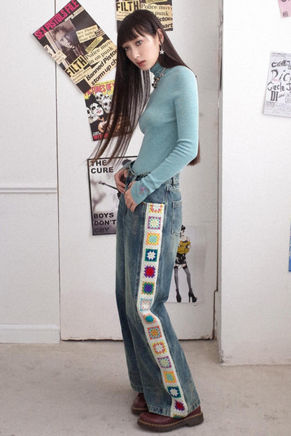 Retro Stitch Wide Jeans