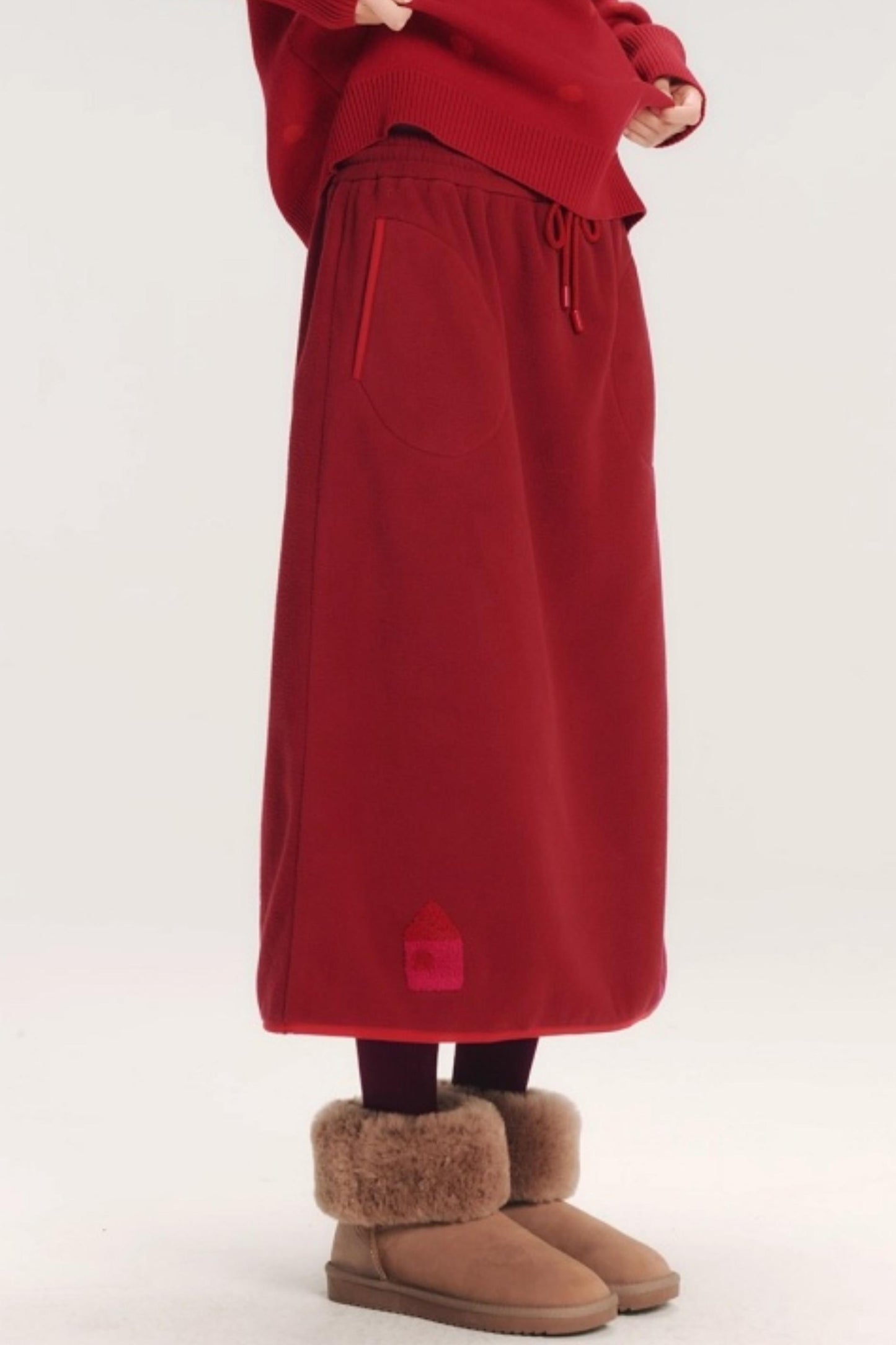 Embroidered Color-Block Skirt