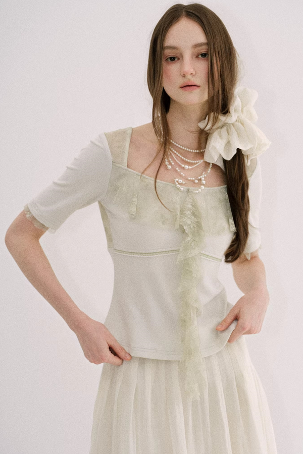 Original Gray-Green Lace Knit Top