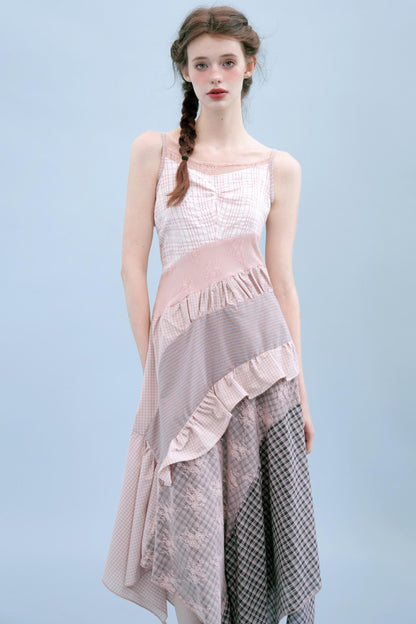Pink Patchwork Camisole Dress