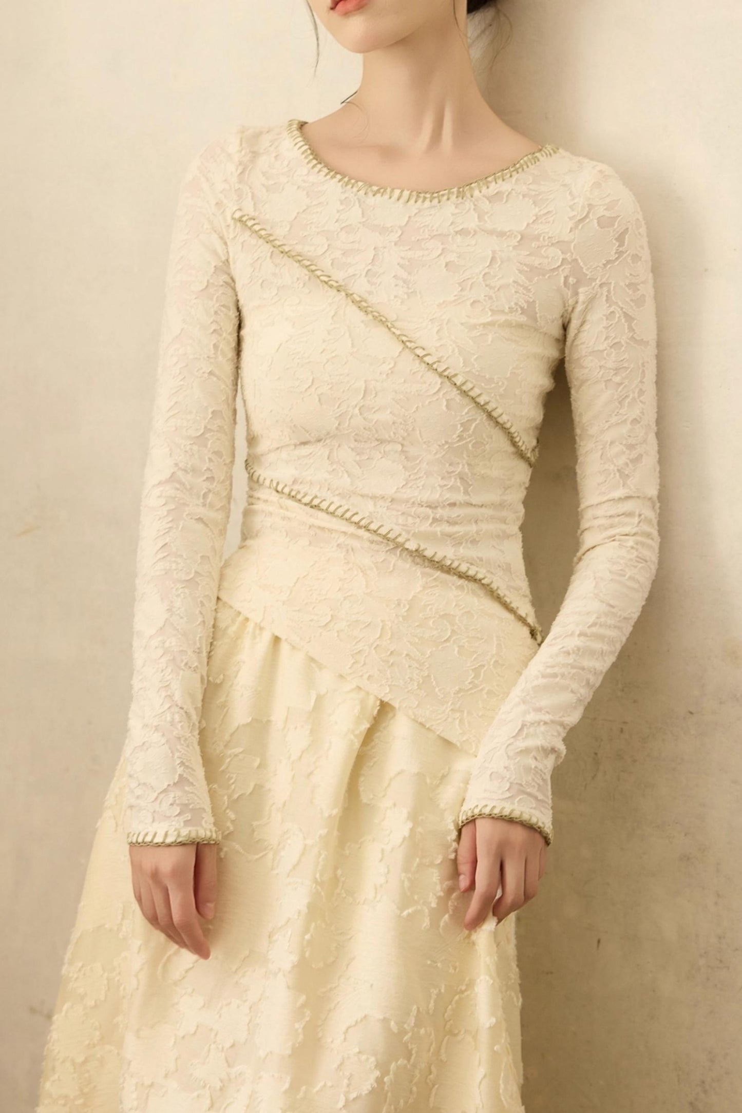 Slim Jacquard Knit Base Layer Top