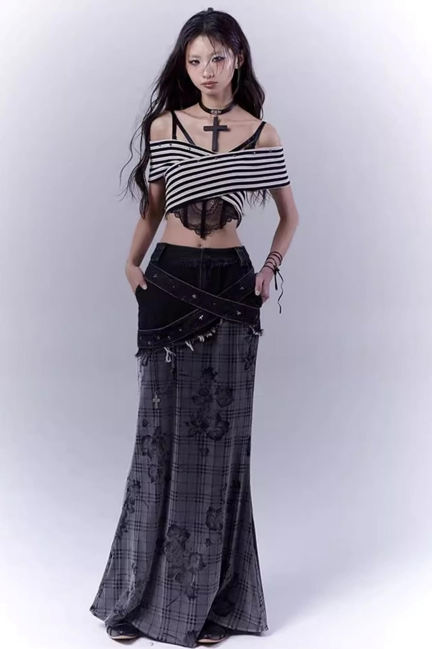 Striped Smock Blouse Set-Up