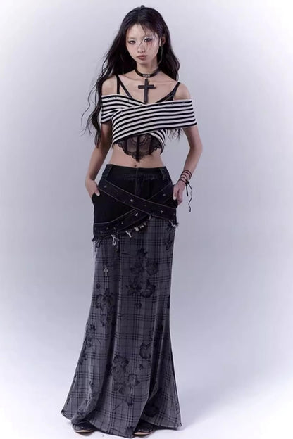 Striped Smock Blouse Set-Up