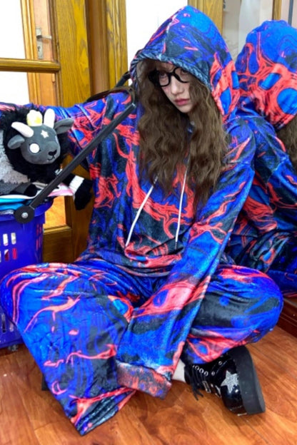 Blue Cell Wide-Leg Pants