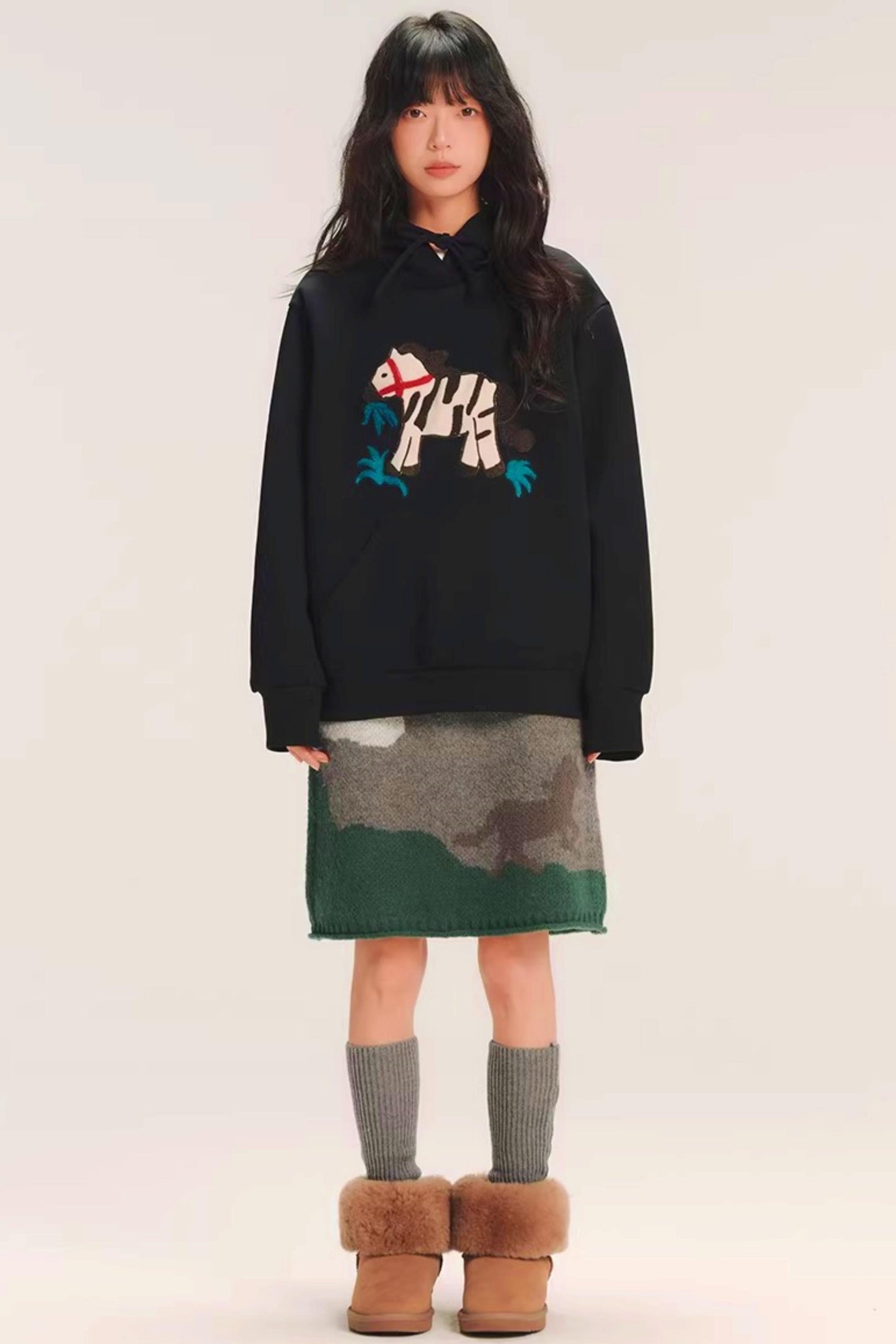 Color-Block Embroidered Hoodie