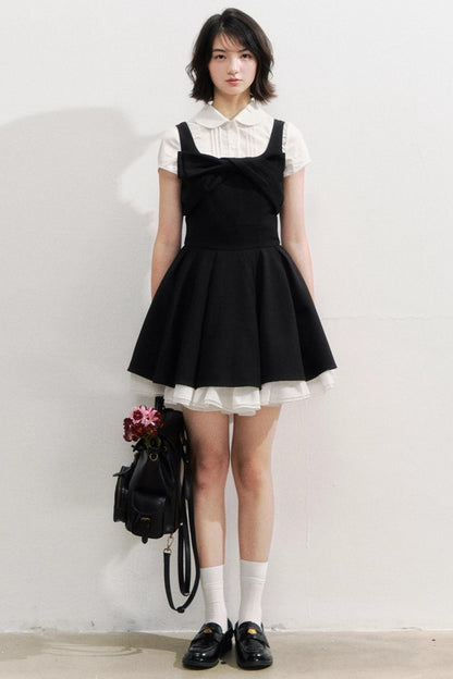 Black Bow Puffy Dress