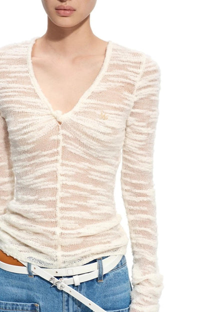 Sheer Slim Long Sleeve Knit Top