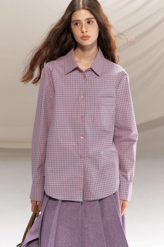 Bella Island Checkered Cotton Pocket Shirt