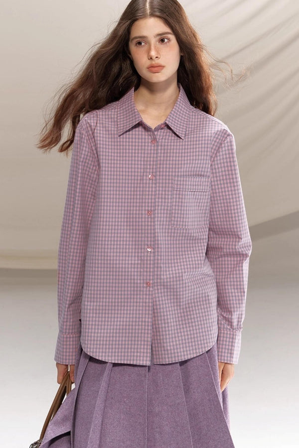 Bella Island Checkered Cotton Pocket Shirt