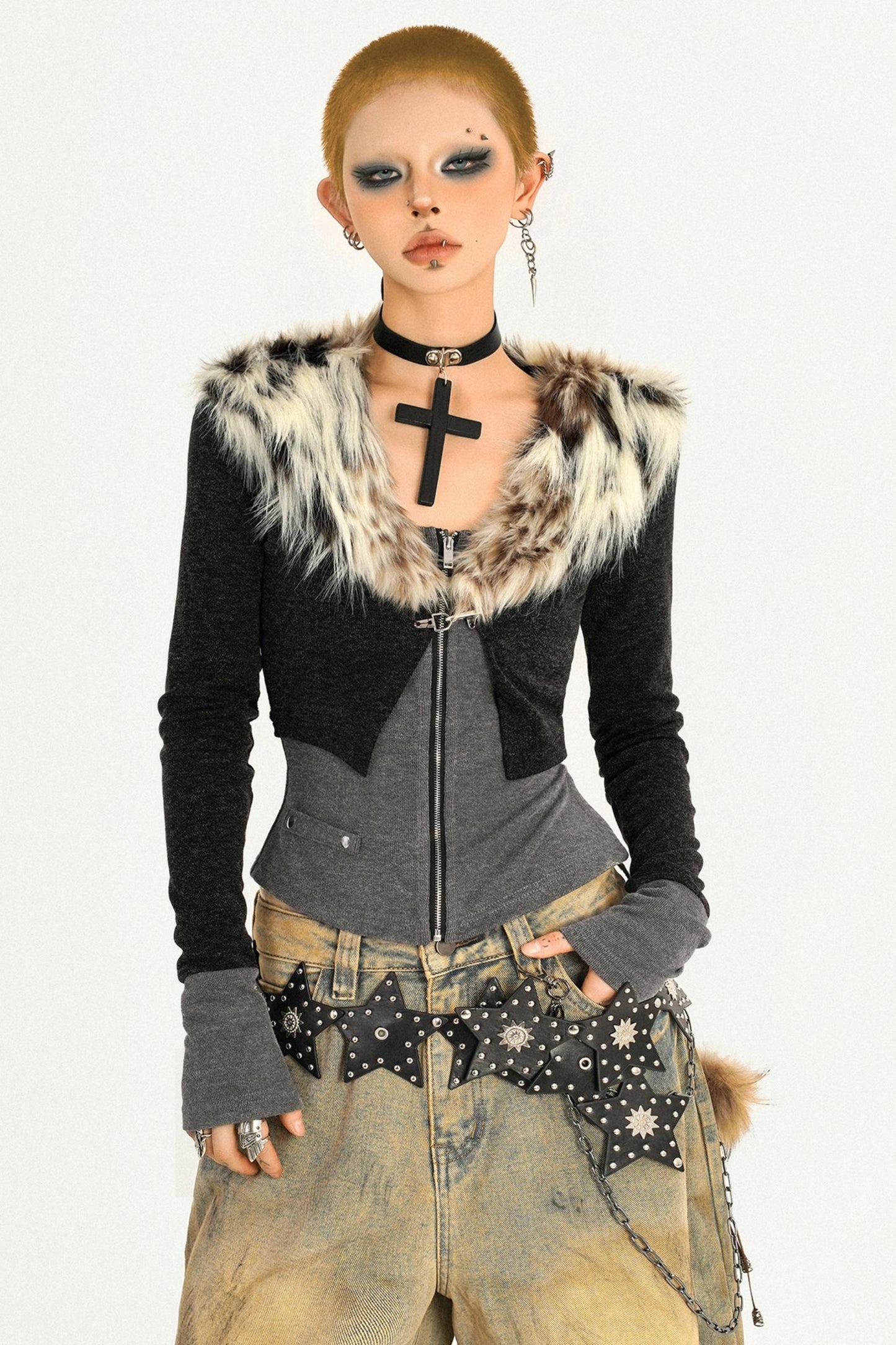 Leopard Print Fur Knitted Top