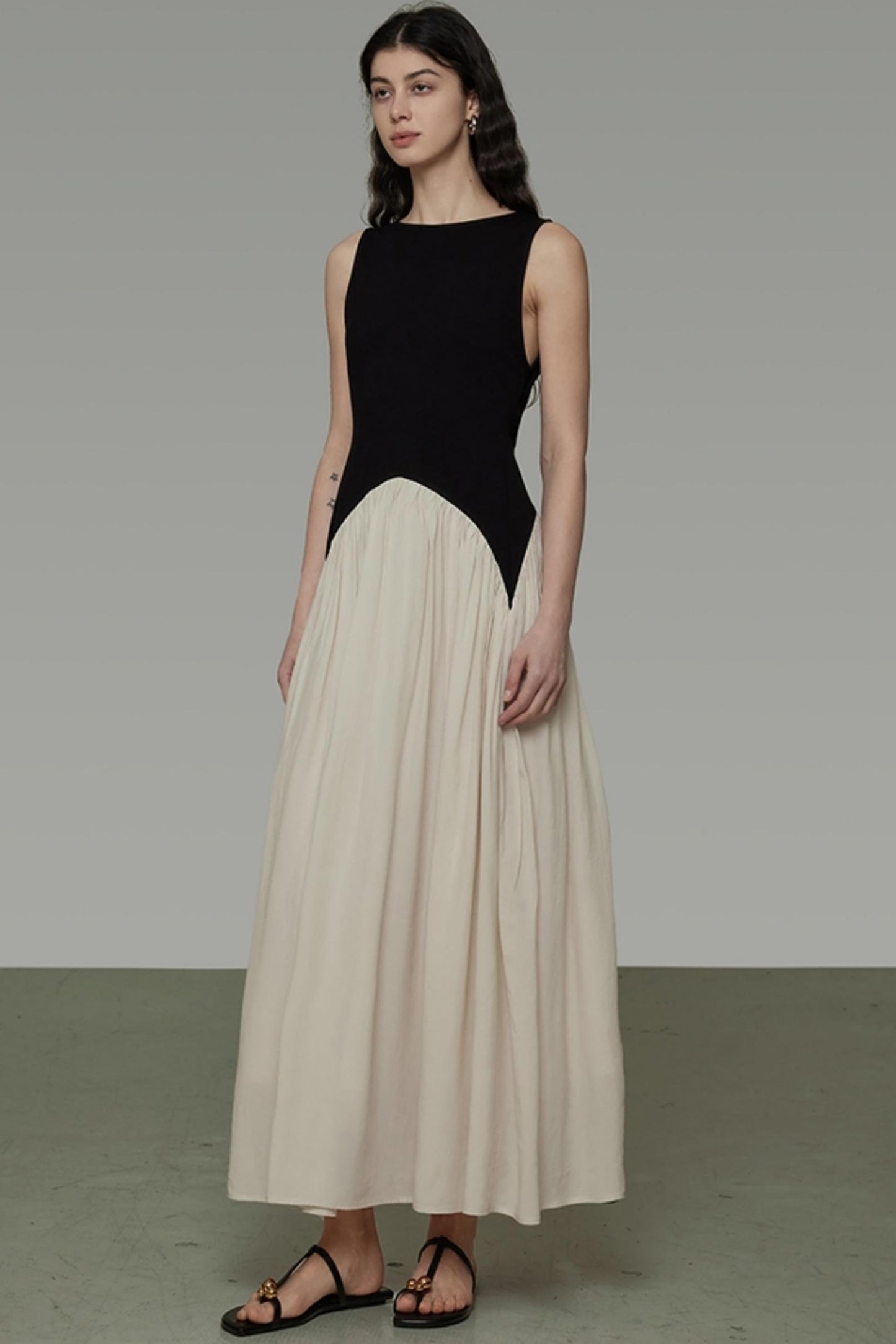 Colorblock Sleeveless Maxi Dress