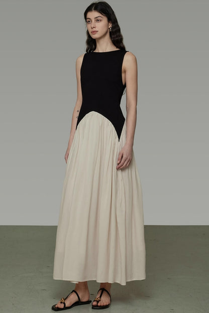 Colorblock Sleeveless Maxi Dress