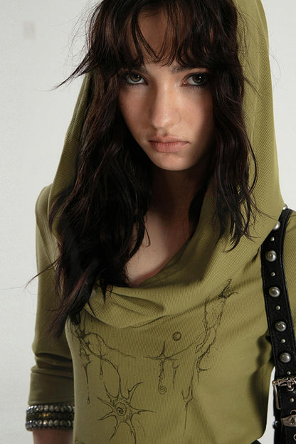 Hand-Painted Hooded Mystic T-Shirt