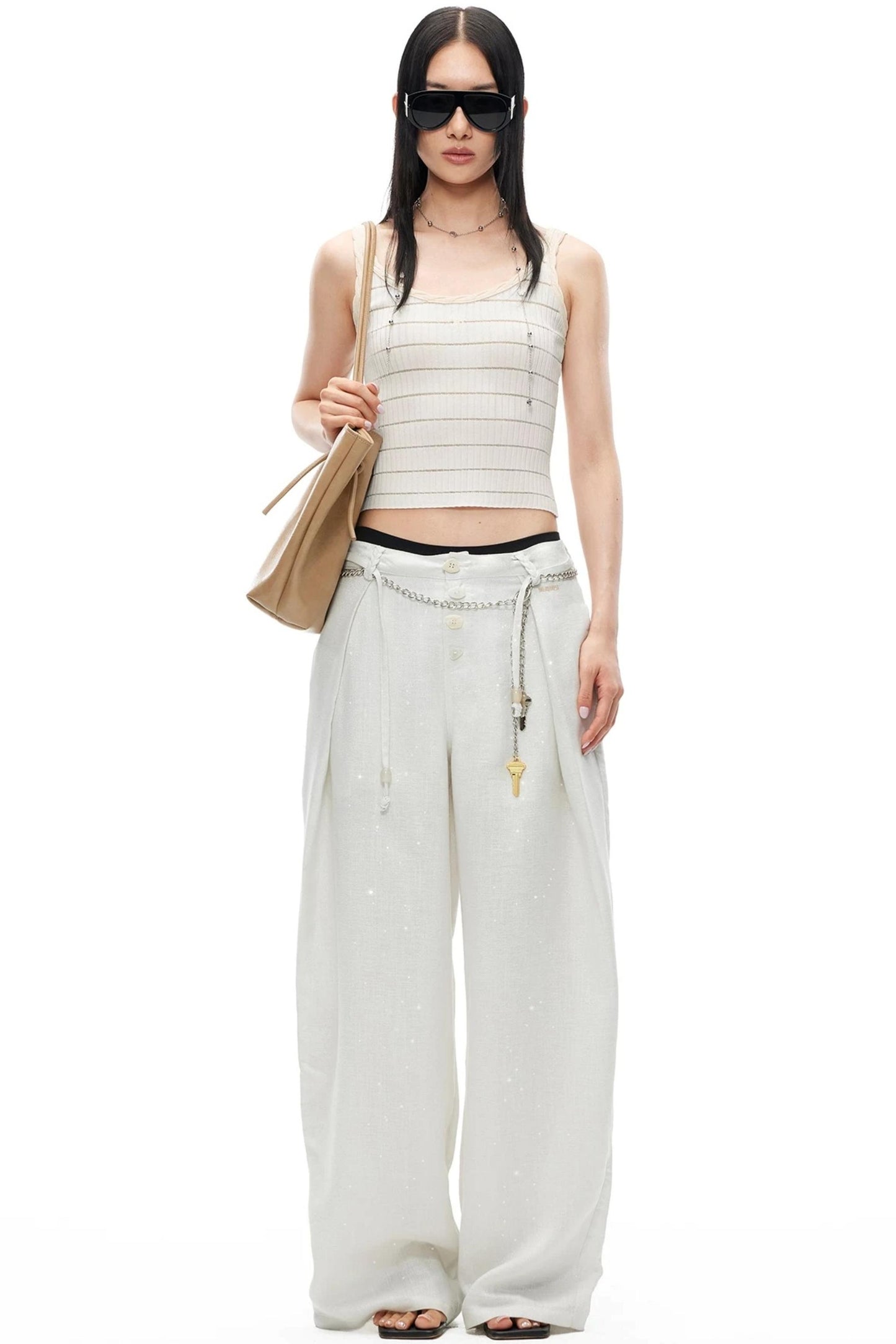 Color-Block Cable Knit Camisole Top